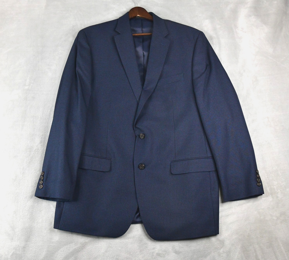 Lauren Ralph Lauren Blazer Men's 44L Dark Blue Check Sport Coat Jacket